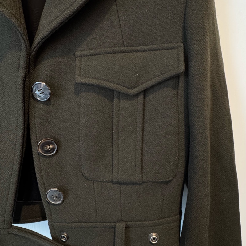 Ysl墨綠色短版西裝外套-7