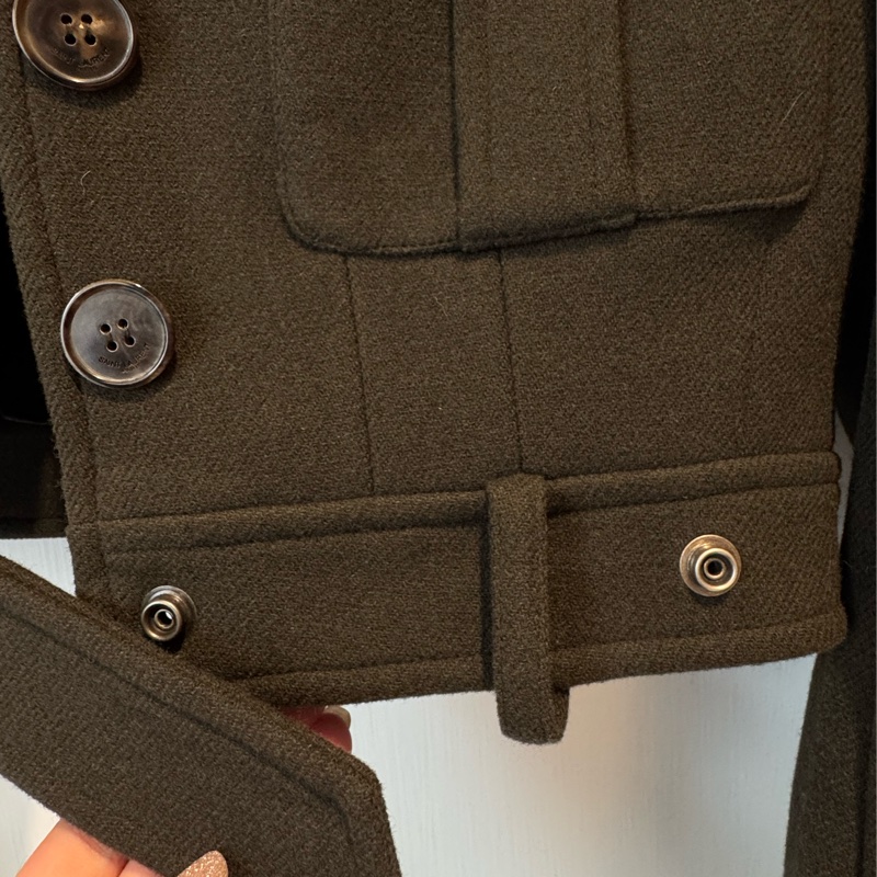 Ysl墨綠色短版西裝外套-10