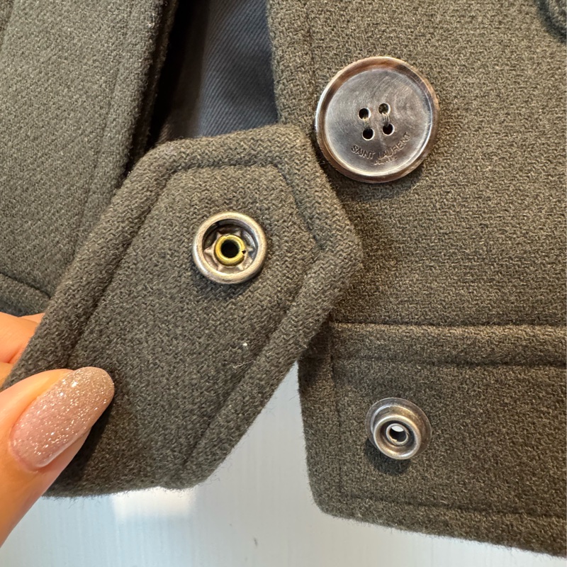 Ysl墨綠色短版西裝外套-11