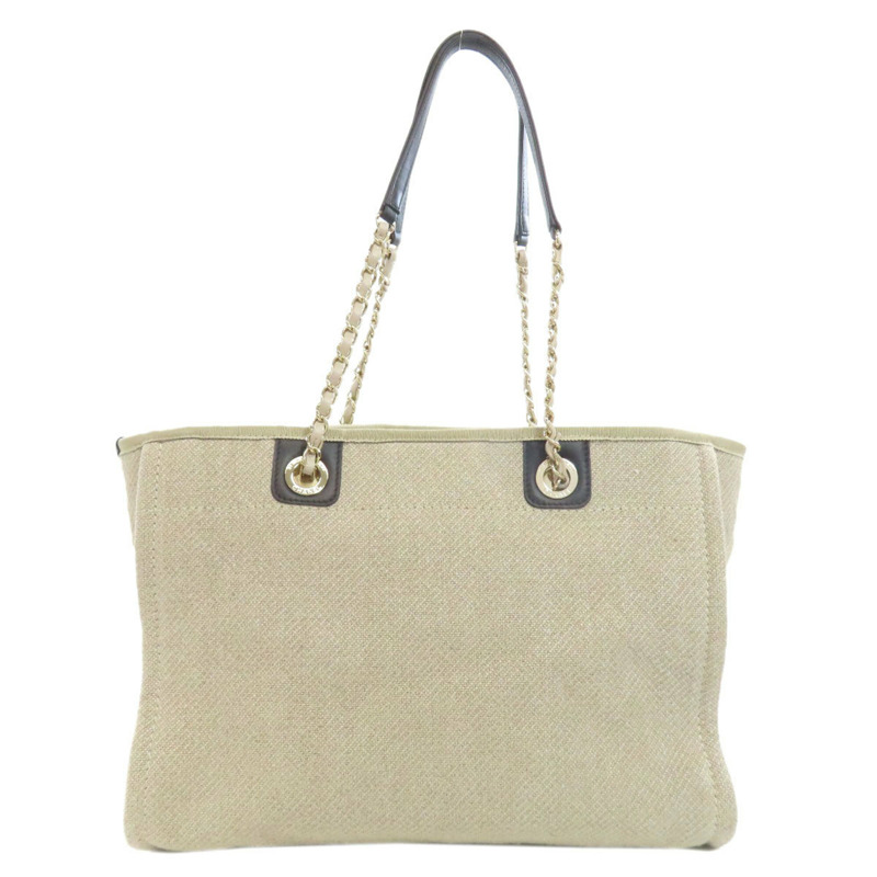 香奈兒 Deauville 金色五金托特包帆布女款 CHANEL-1