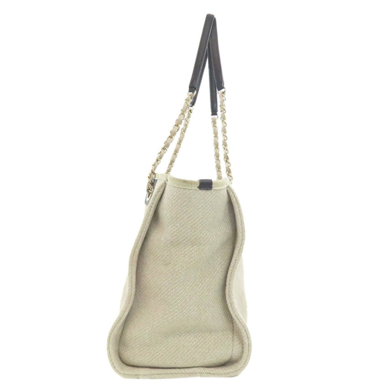 香奈兒 Deauville 金色五金托特包帆布女款 CHANEL-2