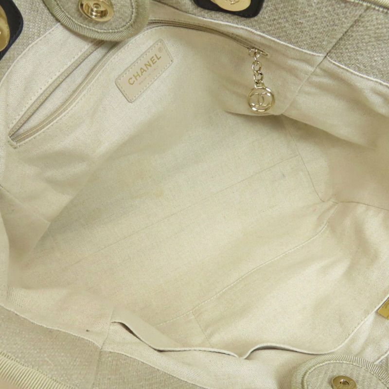 香奈兒 Deauville 金色五金托特包帆布女款 CHANEL-4