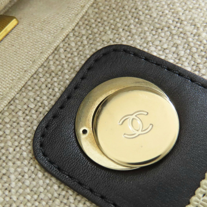 香奈兒 Deauville 金色五金托特包帆布女款 CHANEL-18