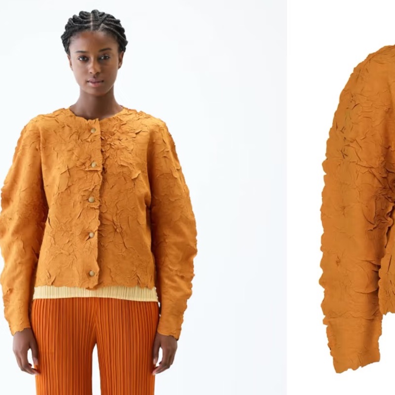 ▪️富貴選物FUGUEI▪️PP   三宅一生2025/3 CRUSH PRESS  壓褶 深可可色平面立體紋路外套 排釦-1