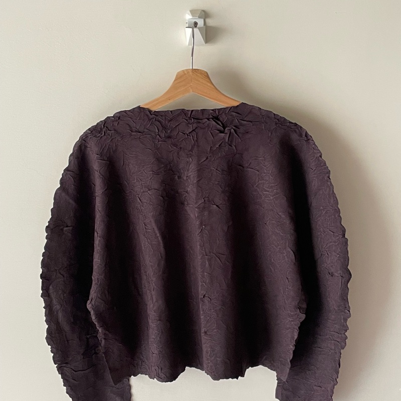 ▪️富貴選物FUGUEI▪️PP   三宅一生2025/3 CRUSH PRESS  壓褶 深可可色平面立體紋路外套 排釦-8