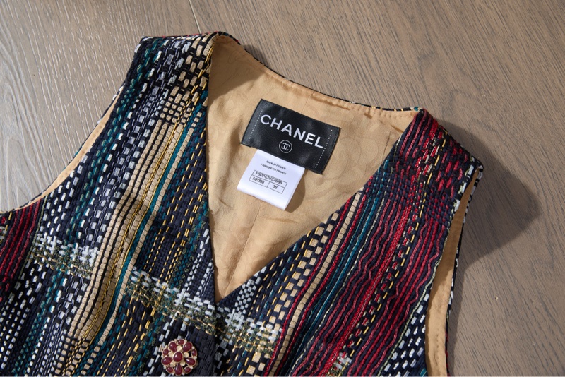 ❤️ CHANEL彩色格紋粗花呢馬甲復古-1