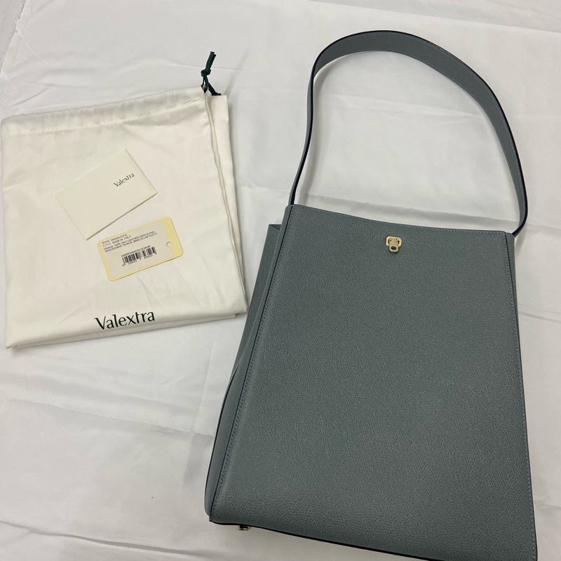 全新 Valextra水桶 brera shoulder bag 水桶包 霧霾藍-1