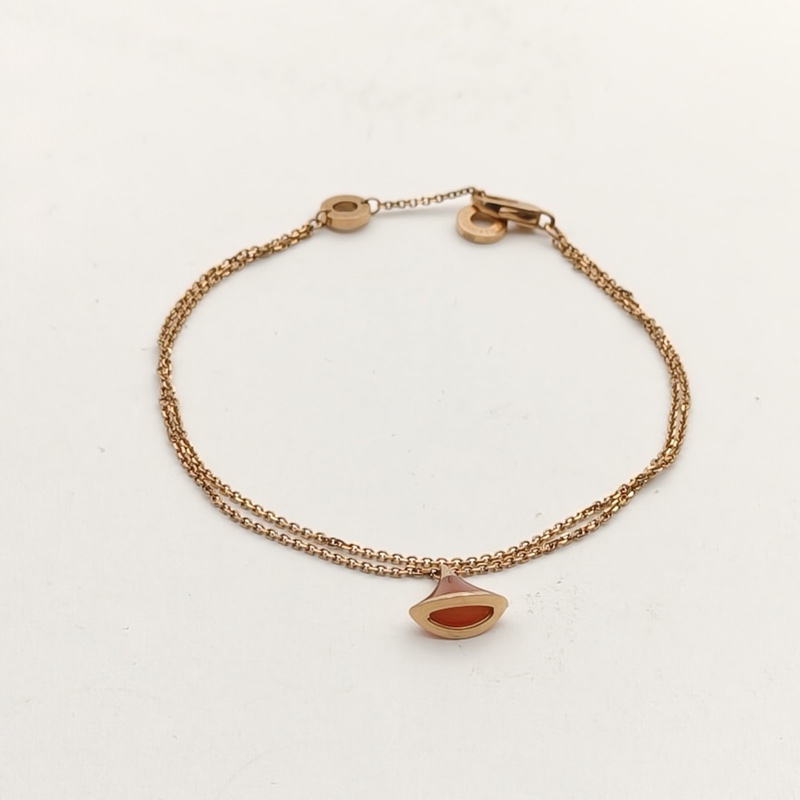BVLGARI DIVASDREAM小扇子手鏈18K玫瑰金/紅玉髓M-L碼-1