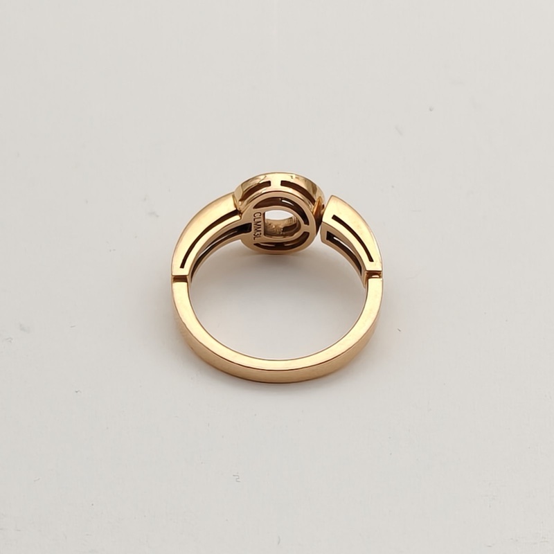 BVLGARI 銅錢鑲鑽戒指18K玫瑰金/鑽石55-3