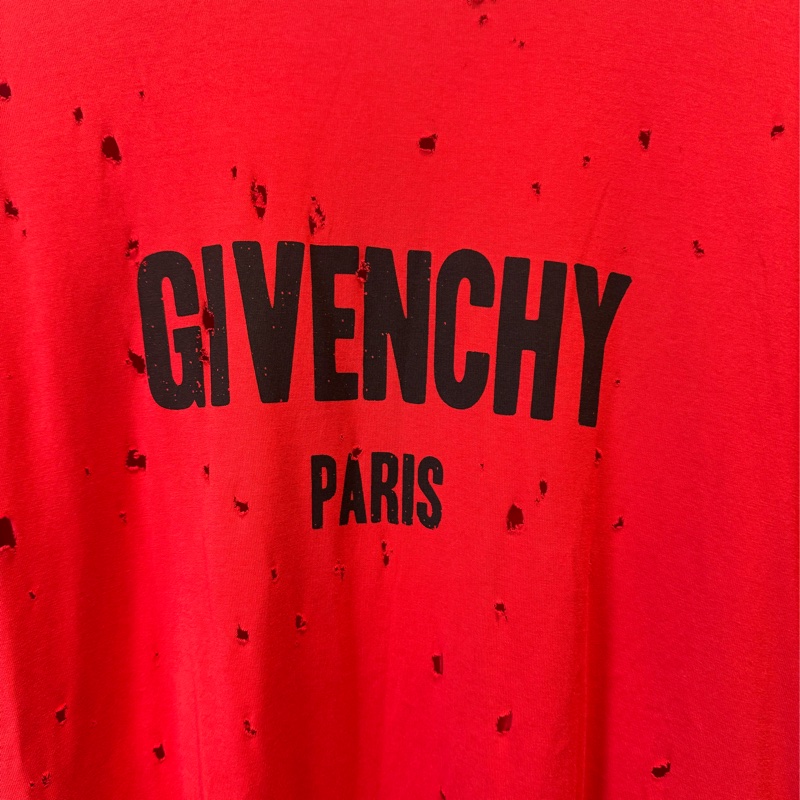 Givenchy紅色黑字刷破短袖上衣-7