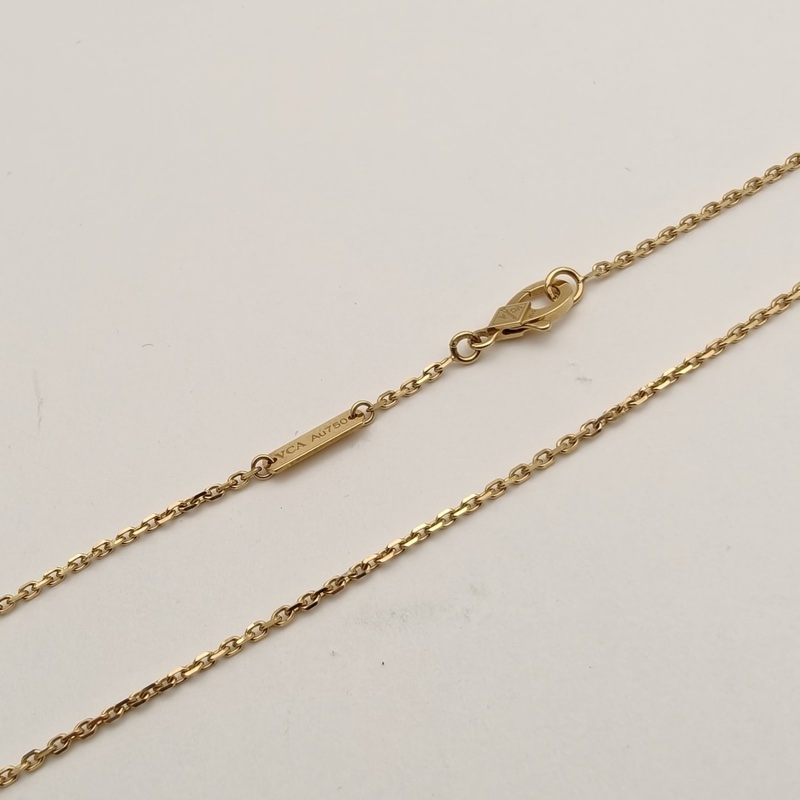 VAN CLEEF&ARPELS VintageAlhambra中號單花項鏈新扣18K黃金/縞瑪瑙-3