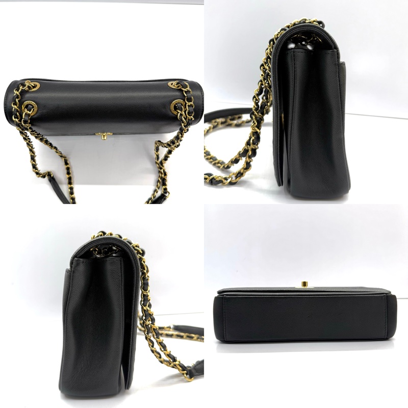 CHANEL 香奈兒 黑色荔枝紋牛皮肩背斜背包 （無卡）-2