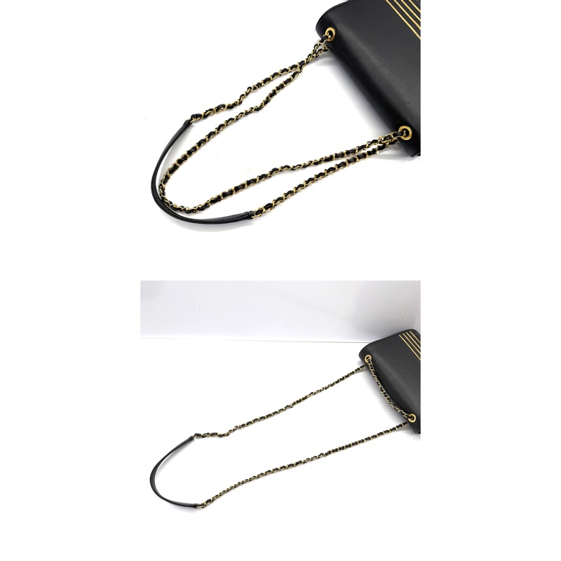 CHANEL 香奈兒 黑色荔枝紋牛皮肩背斜背包 （無卡）-4