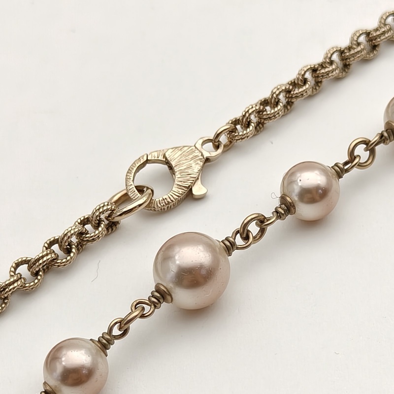 CHANEL 合金19V珍珠雙C長款項鏈毛衣鏈-4