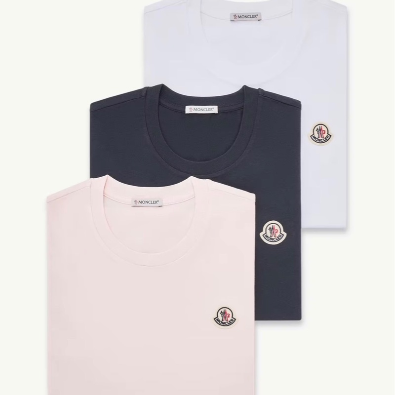 Moncler經典logo 短T三件組 粉/藍/白 (尺寸M)-0