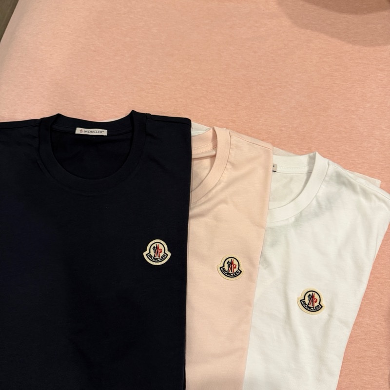 Moncler經典logo 短T三件組 粉/藍/白 (尺寸M)-3