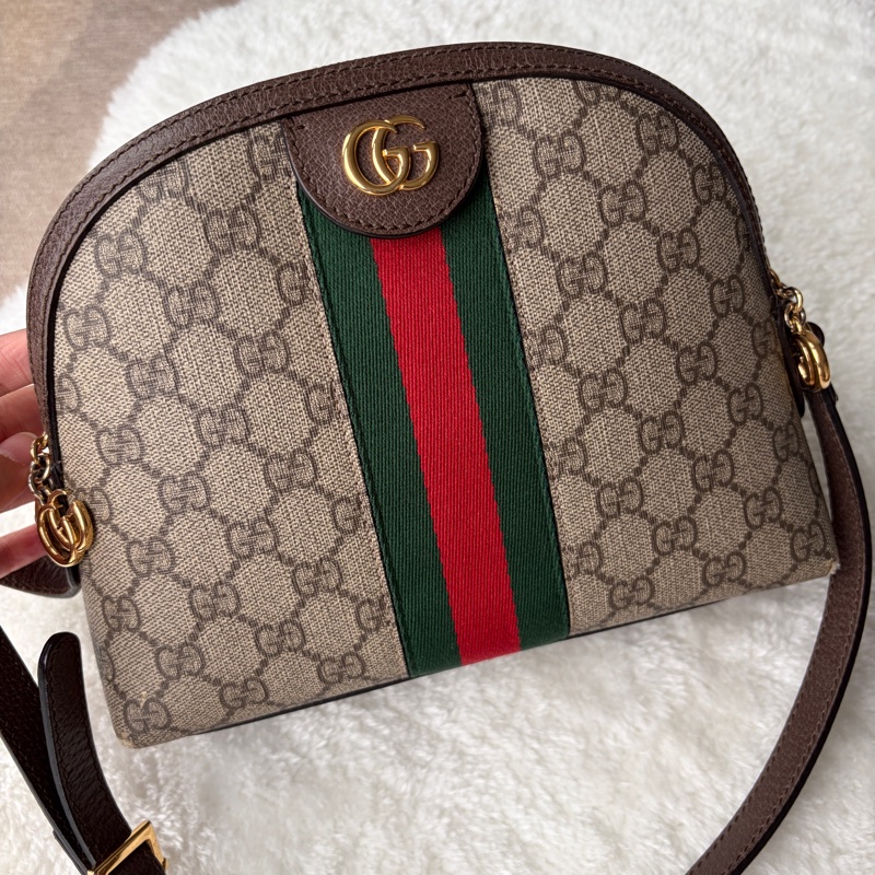 Gucci Ophidia GG Small 經典紅綠織帶貝殼包 / 斜背包 二手有使用痕跡 保證正品-5
