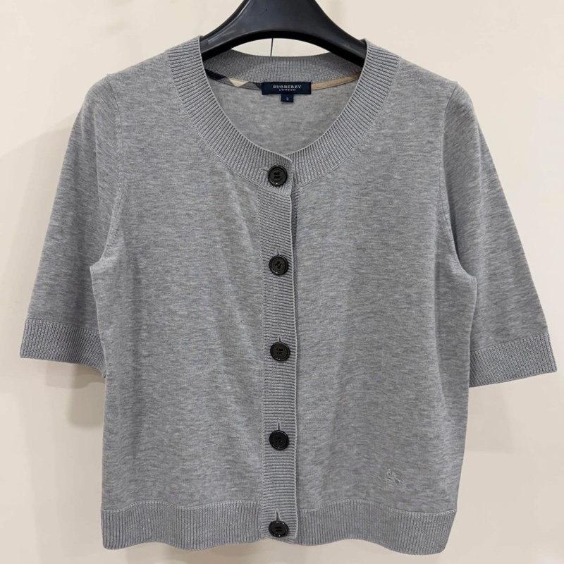 BURBERRY 倫敦 短袖開襟戰馬外套 灰色-1