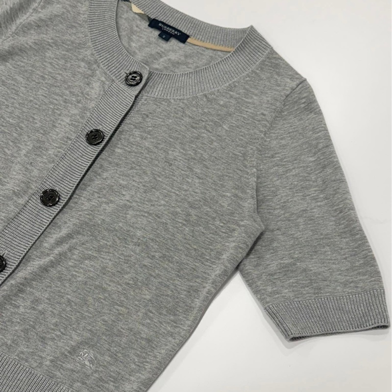 BURBERRY 倫敦 短袖開襟戰馬外套 灰色-5