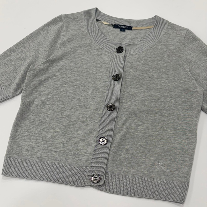 BURBERRY 倫敦 短袖開襟戰馬外套 灰色-6