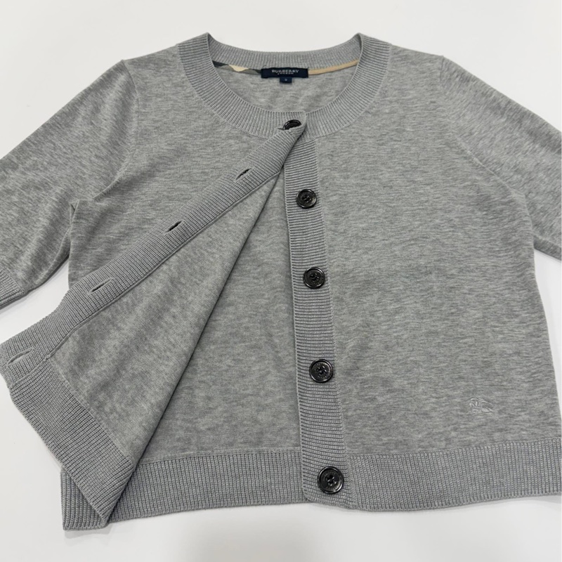 BURBERRY 倫敦 短袖開襟戰馬外套 灰色-7