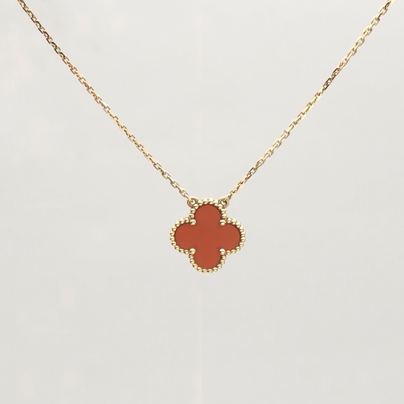 VAN CLEEF&ARPELS VintageAlhambra中號單花項鏈新扣18K黃金/紅玉髓-1