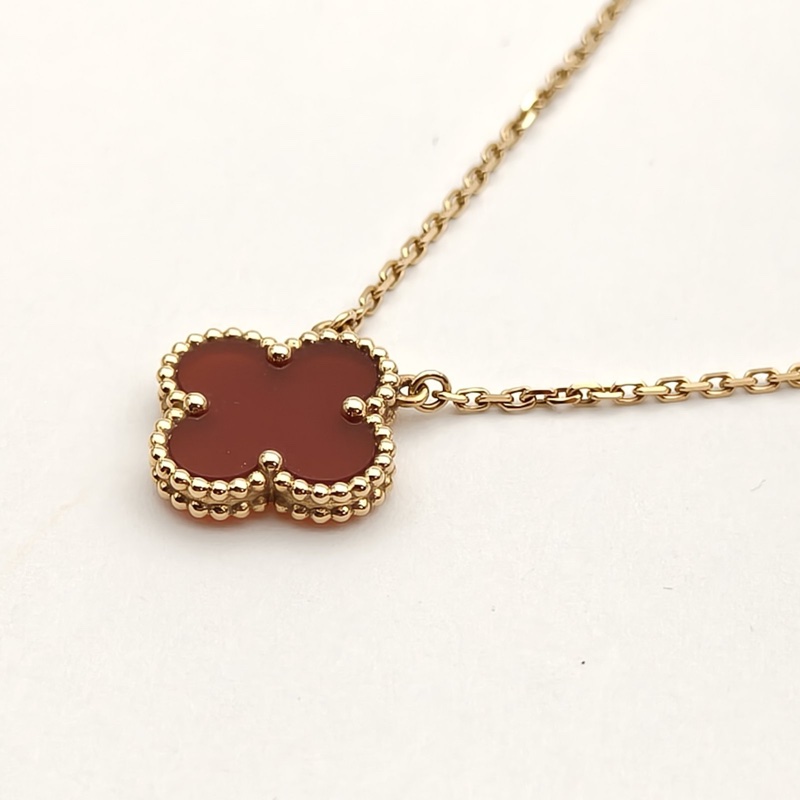 VAN CLEEF&ARPELS VintageAlhambra中號單花項鏈新扣18K黃金/紅玉髓-2
