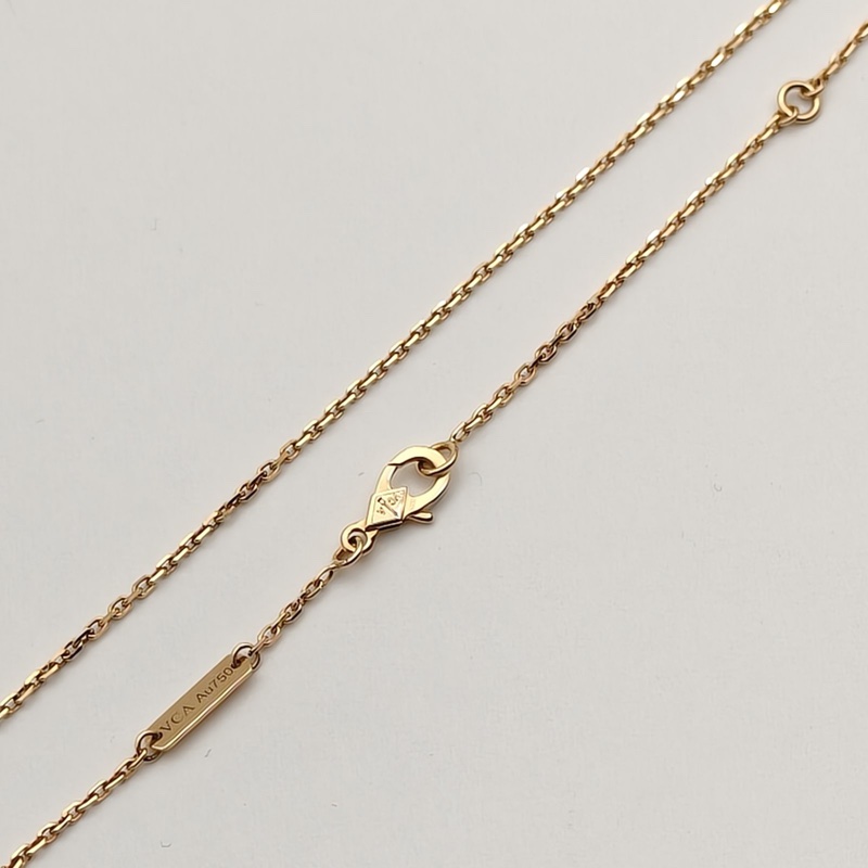 VAN CLEEF&ARPELS VintageAlhambra中號單花項鏈新扣18K黃金/紅玉髓-4