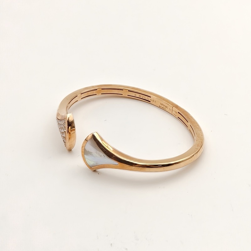 BVLGARI DIVASDREAM扇子開口手鐲白貝母拼18K玫瑰金/鑽石S-1