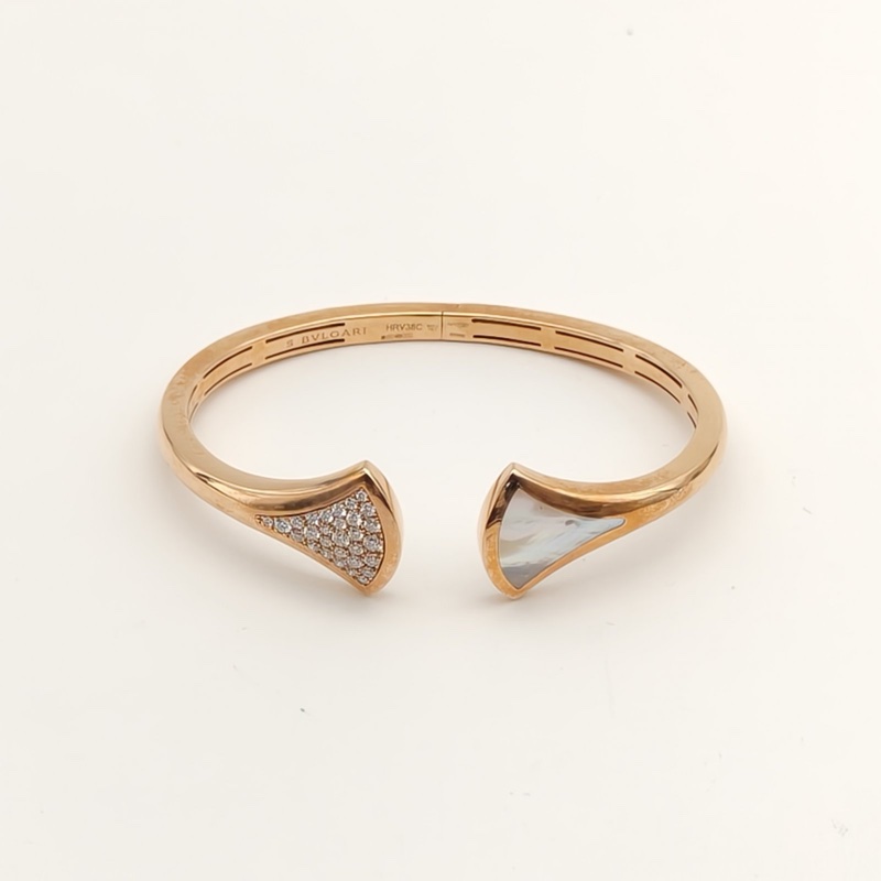 BVLGARI DIVASDREAM扇子開口手鐲白貝母拼18K玫瑰金/鑽石S-2