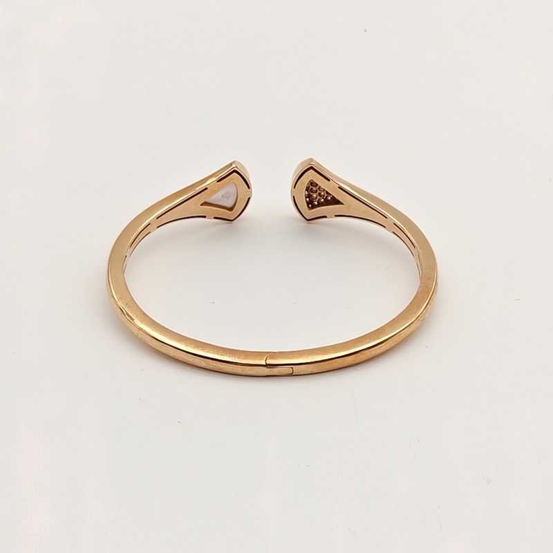 BVLGARI DIVASDREAM扇子開口手鐲白貝母拼18K玫瑰金/鑽石S-3