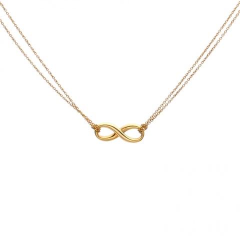 TIFFANY&CO 18K黃金Infinity系列無限吊墜雙鏈項鏈