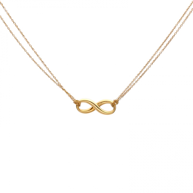 TIFFANY&CO 18K黃金Infinity系列無限吊墜雙鏈項鏈-0