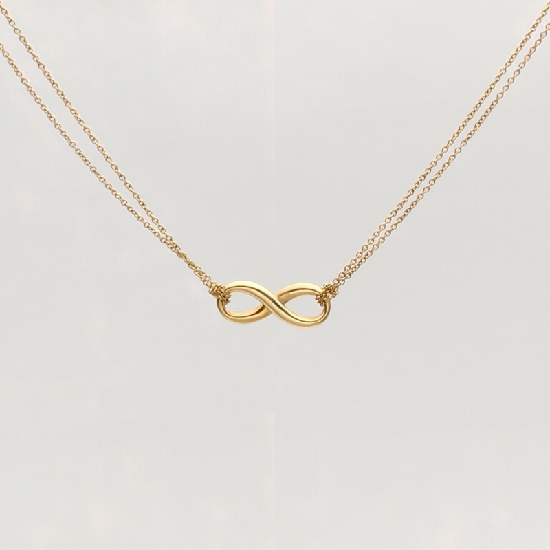 TIFFANY&CO 18K黃金Infinity系列無限吊墜雙鏈項鏈-1