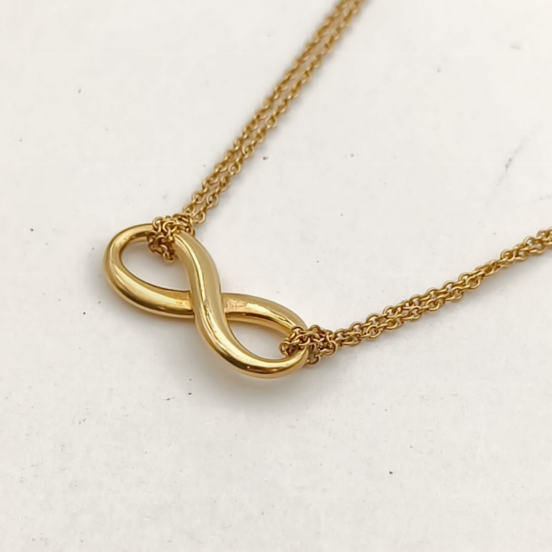 TIFFANY&CO 18K黃金Infinity系列無限吊墜雙鏈項鏈-2