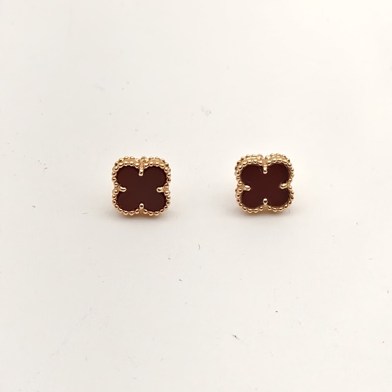 VAN CLEEF&ARPELS SweetAlhambra小號單花耳釘18K玫瑰金/紅玉髓-2