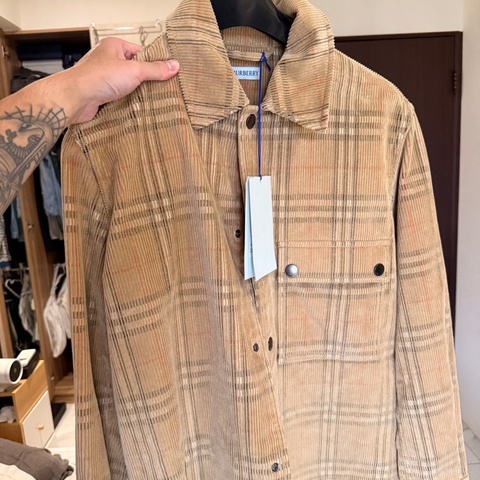 全新Burberry格紋燈芯絨外套式襯衫 M號