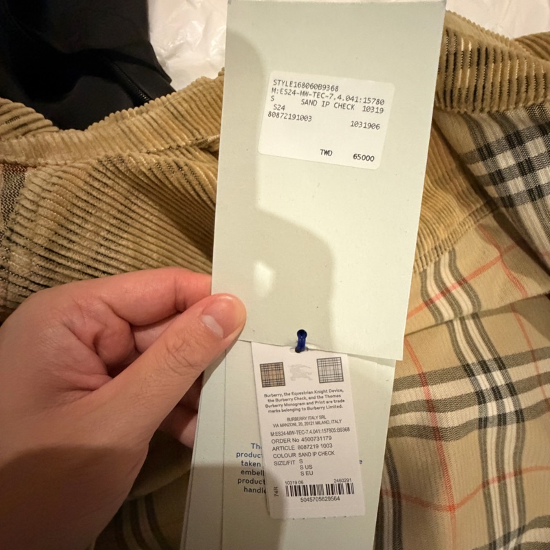 全新Burberry格紋燈芯絨外套式襯衫 M號-5