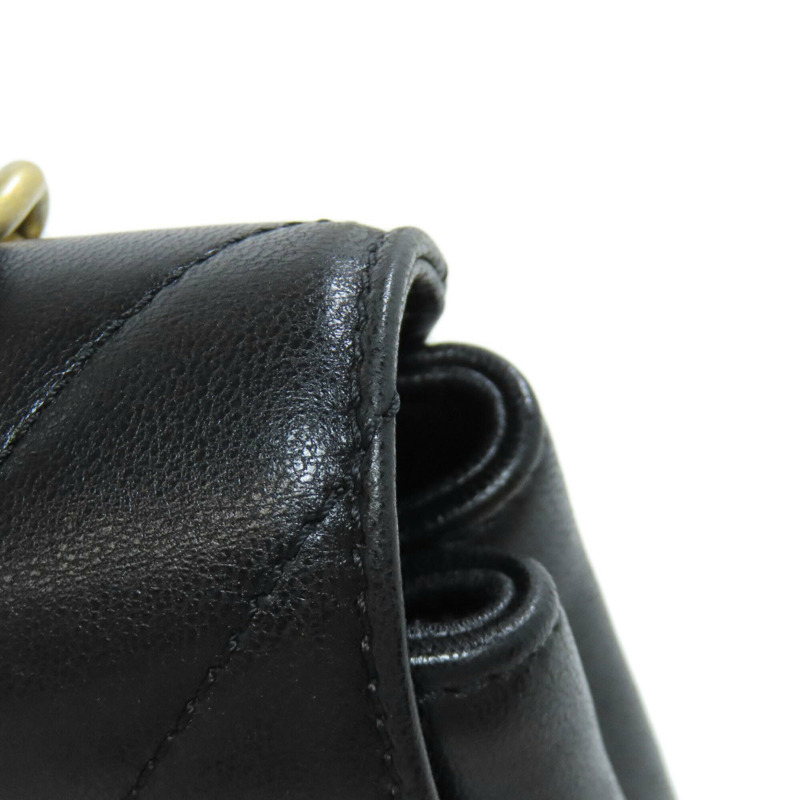 香奈兒 V 形縫線金色五金兩用單肩背包,羊皮,女士。-12