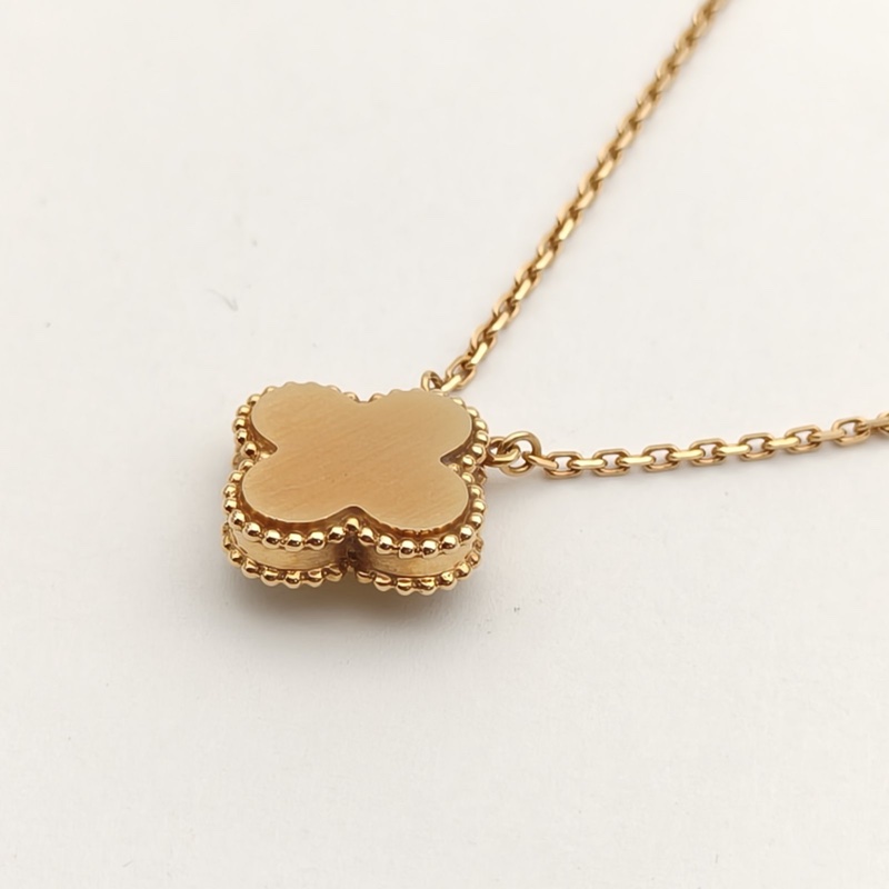 VAN CLEEF&ARPELS VintageAlhambra中號單花項鏈18年聖誕18K黃金/鑽石/金貝母-2