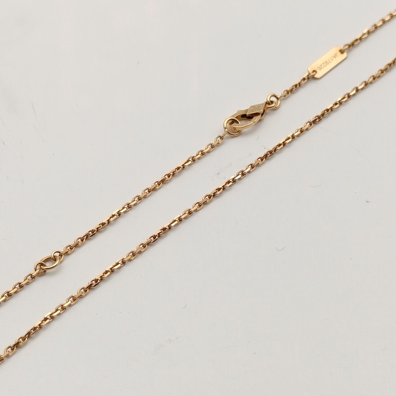 VAN CLEEF&ARPELS VintageAlhambra中號單花項鏈18年聖誕18K黃金/鑽石/金貝母-3