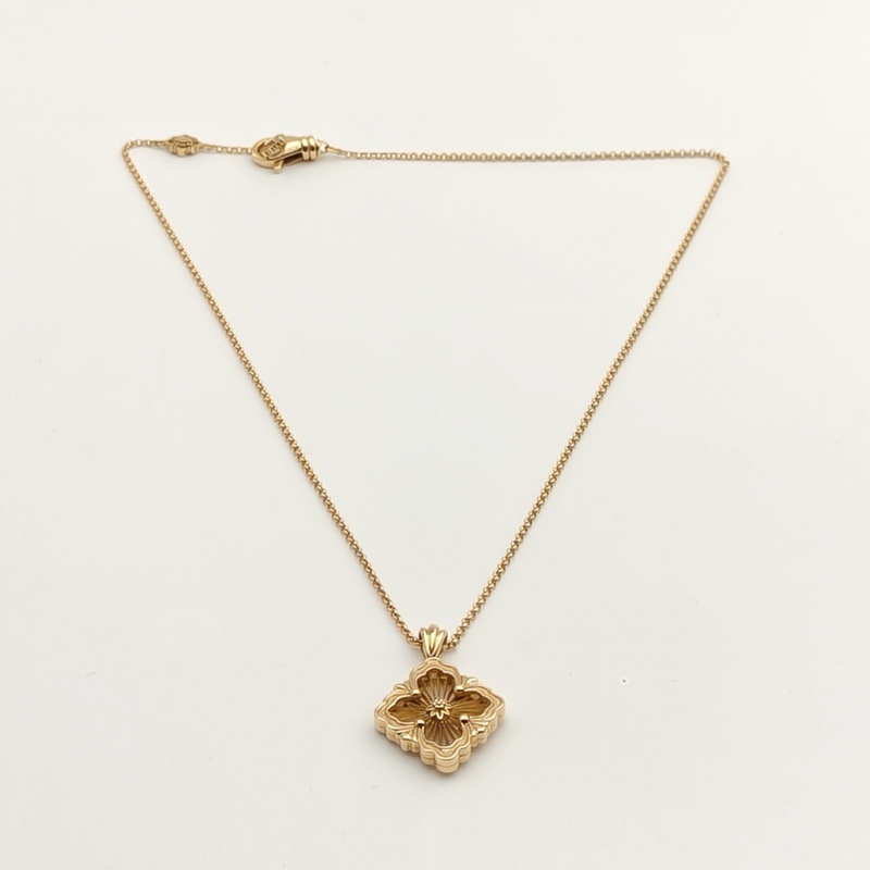 BUCCELLATI 18K黃金OperaTULLE花卉圖案鏤空項鏈大號-4