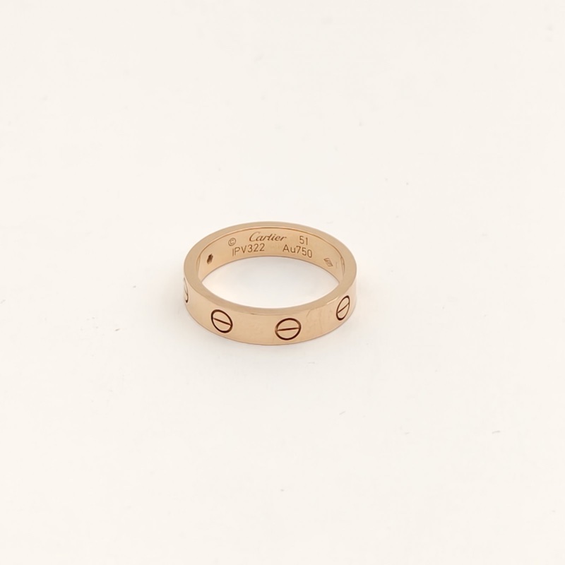 CARTIER LOVE單鑽窄版戒指18K玫瑰金/鑽石51-1