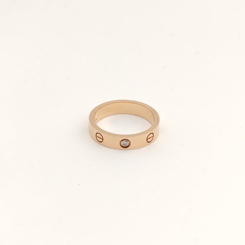 CARTIER LOVE單鑽窄版戒指18K玫瑰金/鑽石51-2