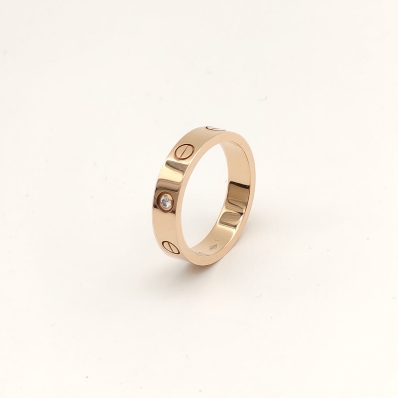 CARTIER LOVE單鑽窄版戒指18K玫瑰金/鑽石51-3