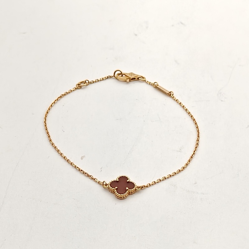 VAN CLEEF&ARPELS SweetAlhambra小號單花手鏈新扣18K玫瑰金/紅玉髓S-M碼-2