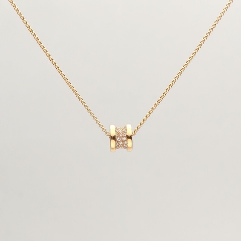 BVLGARI B.ZERO1小蠻腰項鏈滿鑽18K玫瑰金/鑽石