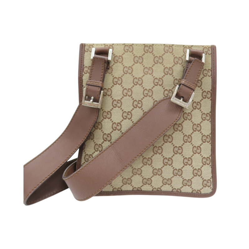 棕色 GG 帆布 牛皮 肩背包【GUCCI 古馳】 92562-1