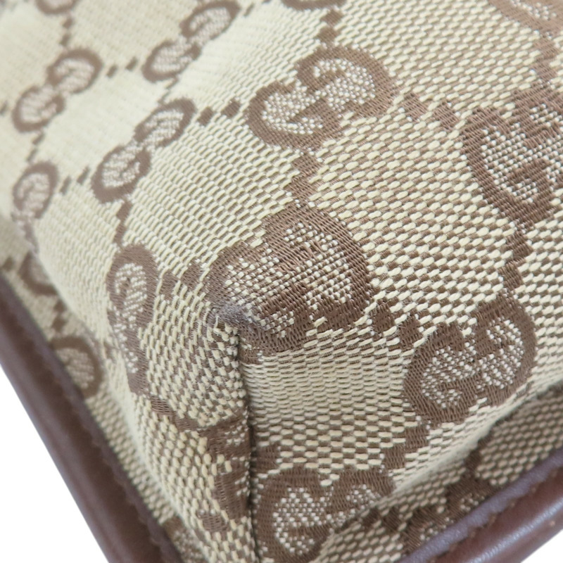 棕色 GG 帆布 牛皮 肩背包【GUCCI 古馳】 92562-11