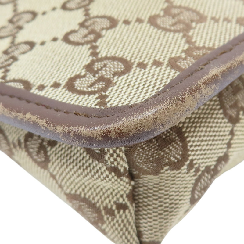 棕色 GG 帆布 牛皮 肩背包【GUCCI 古馳】 92562-13